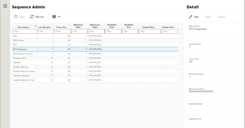 Sequence Administration