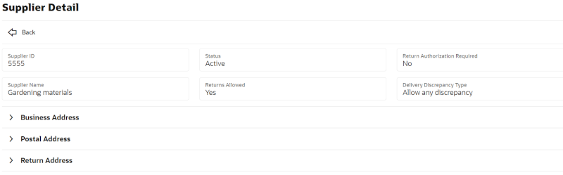 Supplier Detail Screen Supplier Detail Screen