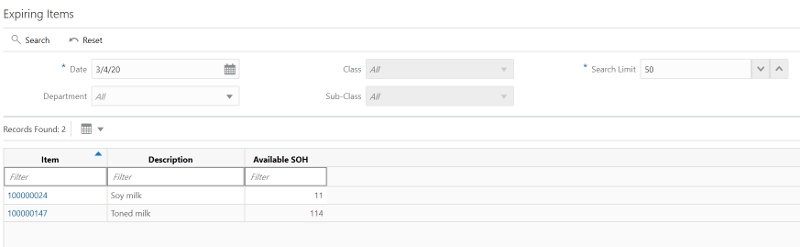 Expiring Items (Operational View)