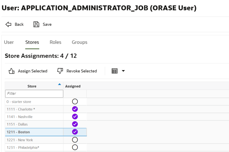 User Detail (Stores) Screen User Detail (Stores) Screen