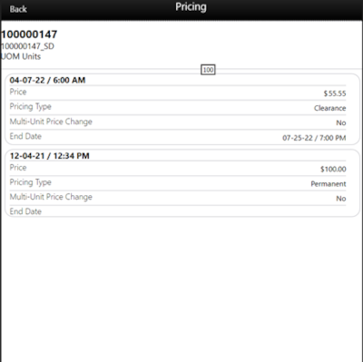 Pricing Screen