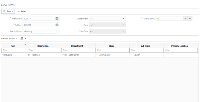 New Items (Operational View)