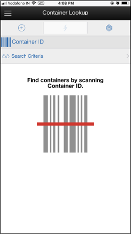 Container Lookup Screen