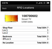 RFID Locations Screen