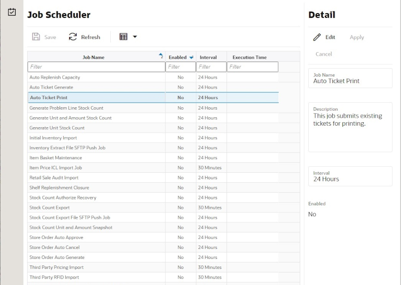 Job Scheduler Screen