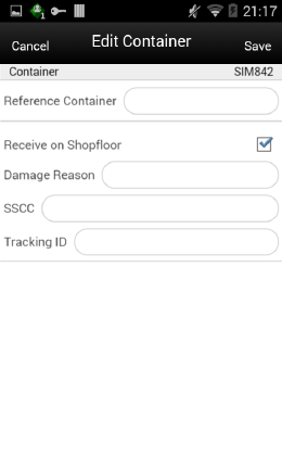 Edit Container Screen