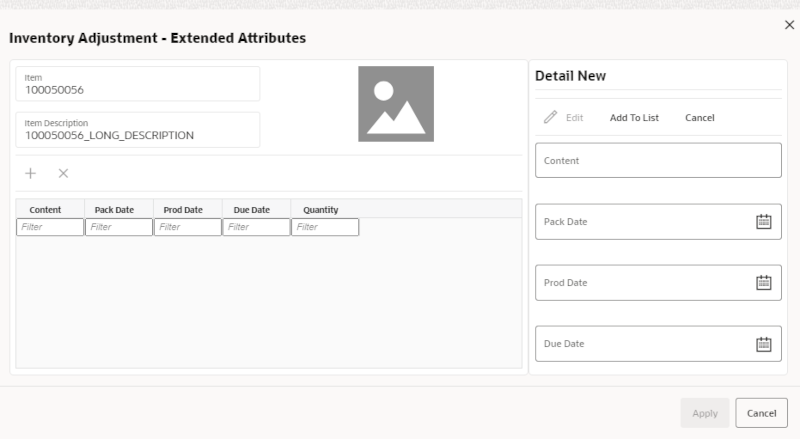 Inventory Adjustment - Extended Attributes