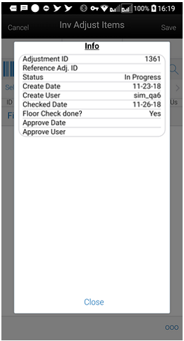 nv Adjust Items Info Screen