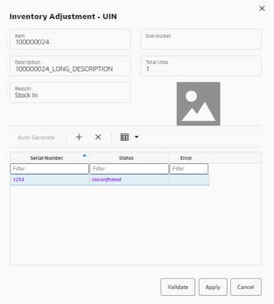 Inventory Adjustment - UIN