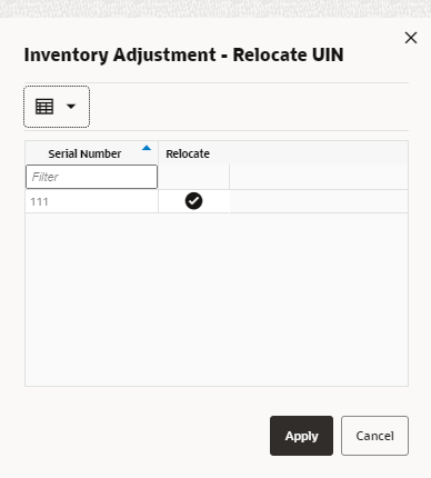 nventory Adjustment - UIN - Relocation