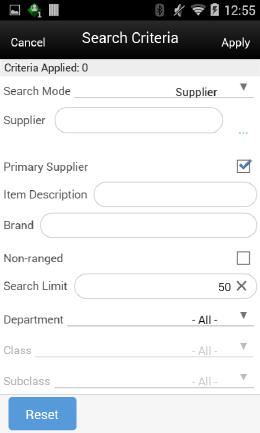 Search Mode: Supplier