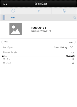 Sales Data Screen