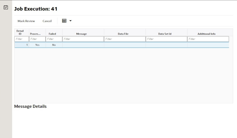 Job Execution Screen Job Execution Screen