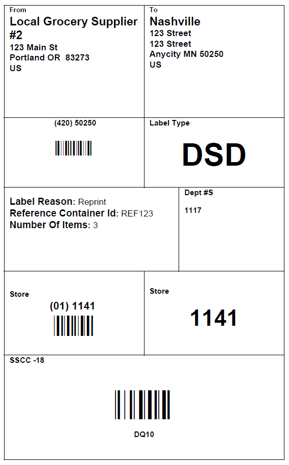 Vendor Delivery Label Vendor Delivery Label