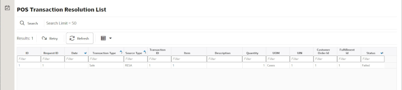 POS Transaction Resolution List POS Transaction Resolution List