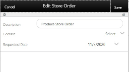 Edit Store Order Screen
