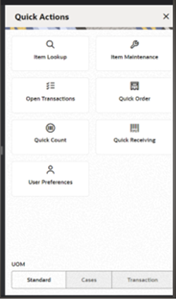 This image shows the Quick Actions menu. This image shows the Quick Actions menu.