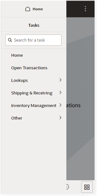 This image shows the Tasks menu. This image shows the Tasks menu.