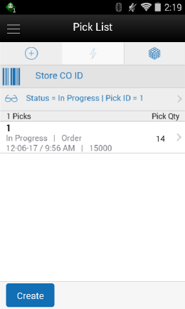Pick List Screen Pick List Screen