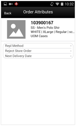 Order Attributes Screen Order Attributes Screen