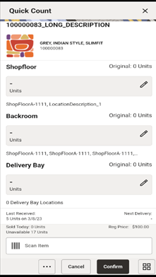Quick Count Screen: Item Quick Count Screen: Item