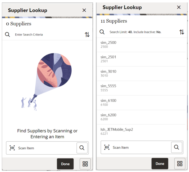 Supplier Lookup Screen Supplier Lookup Screen