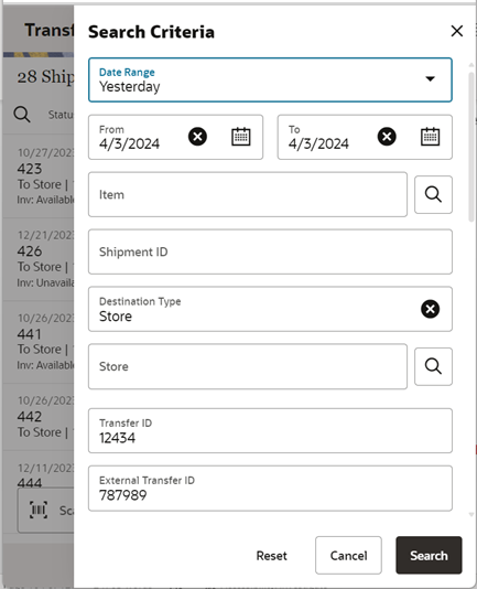 This image shows the Containers screen.