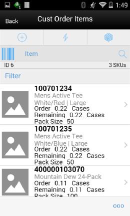 Customer Order Items Screen Customer Order Items Screen