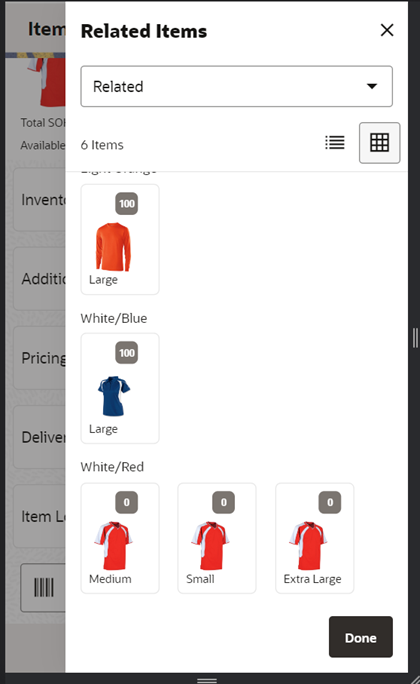 Relateed Items Screen Relateed Items Screen