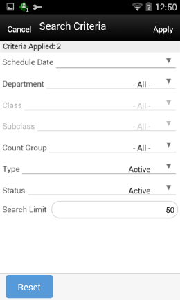 Search Criteria Screen Search Criteria Screen