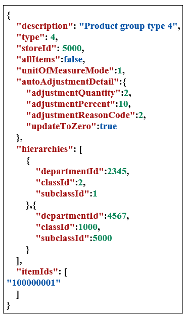 Example input autoAdjustmentDetail: