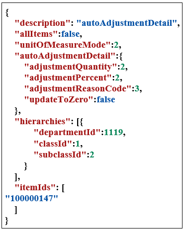 Example Input autoAdjustmentDetail