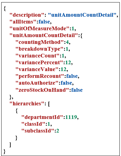 Example Input unitAmountCountDetail