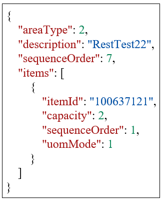 Store Sequence Area Item Update Example