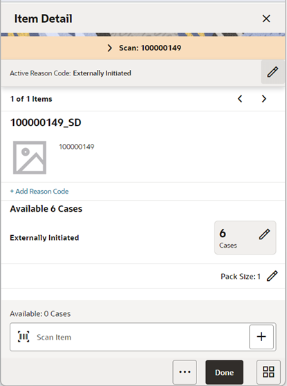 This image shows the Item Detail screen.