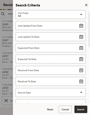 This image shows the Search Criteria screen.