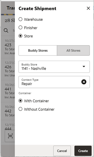 Create Shipment to a store