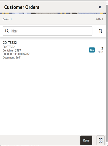 Customer Orders Screen