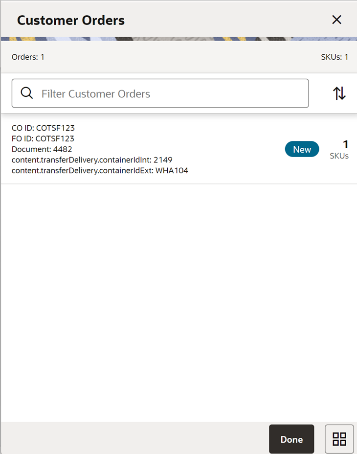 Customer Orders Screen