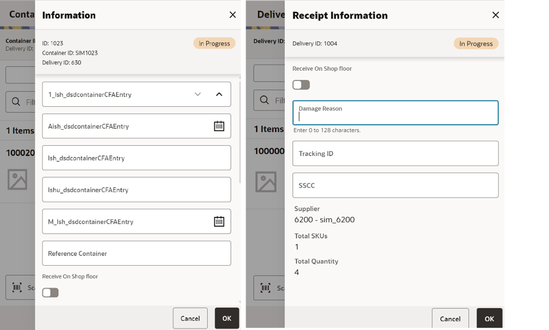 Information/Receipt Information Screen