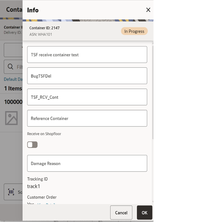 Info (Container) Popup