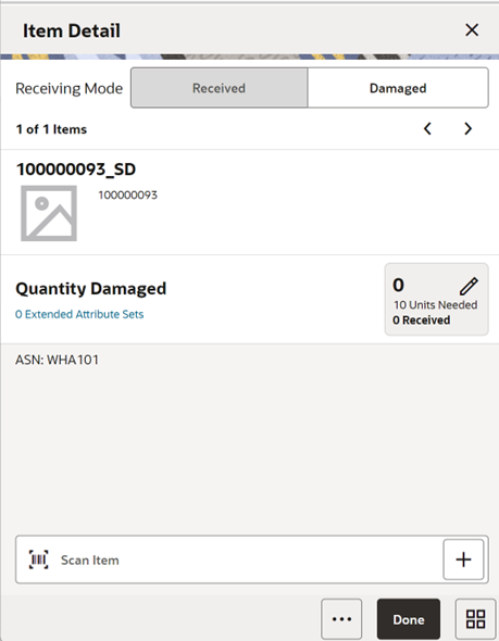 Item Detail (Container) Screen