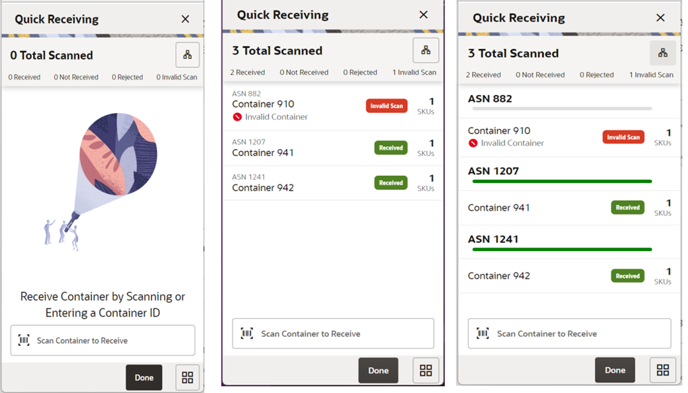 Quick Receiving Screens