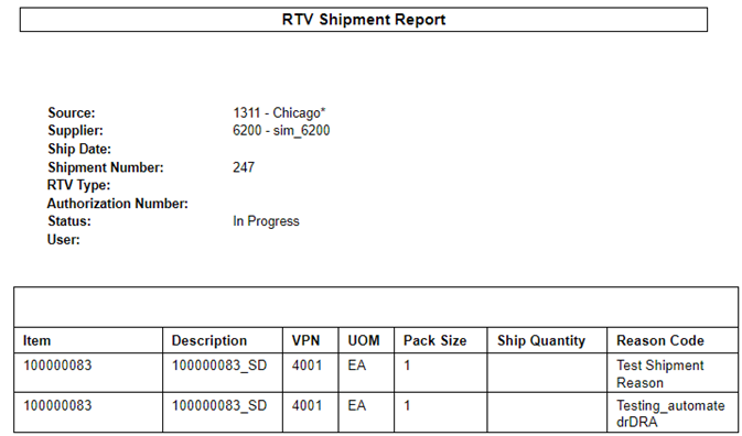 Vendor Shipment Report (without Containers) Vendor Shipment Report (without Containers)