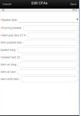 Edit CFAs Screen Edit CFAs Screen