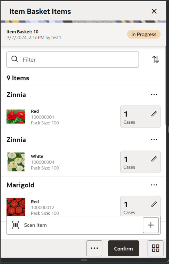 Item Basket Items Screen Item Basket Items Screen
