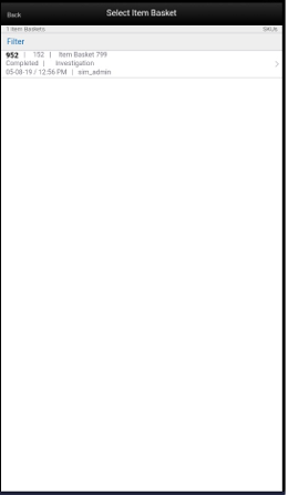 Select Item Basket Screen Select Item Basket Screen
