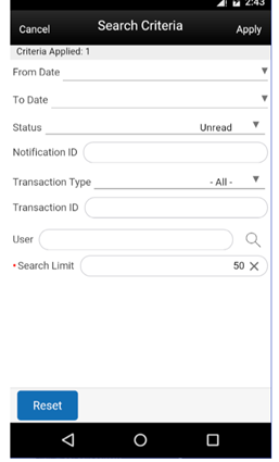 Search Criteria (Notification) Search Criteria (Notification)