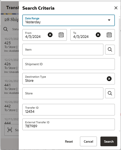 Search Criteria Screen Search Criteria Screen