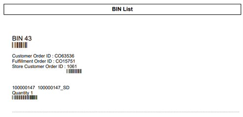 customer Order Bin Label Report customer Order Bin Label Report
